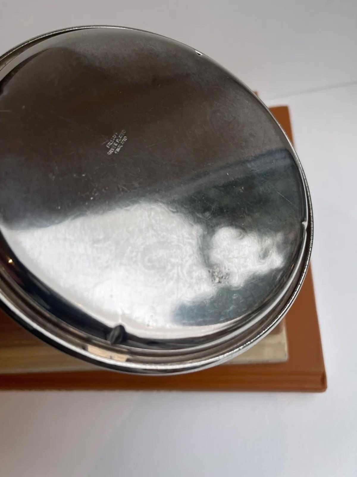 Vintage English Falstaff Silver Plated Wine Bottle Coaster Metal Trinket Tray