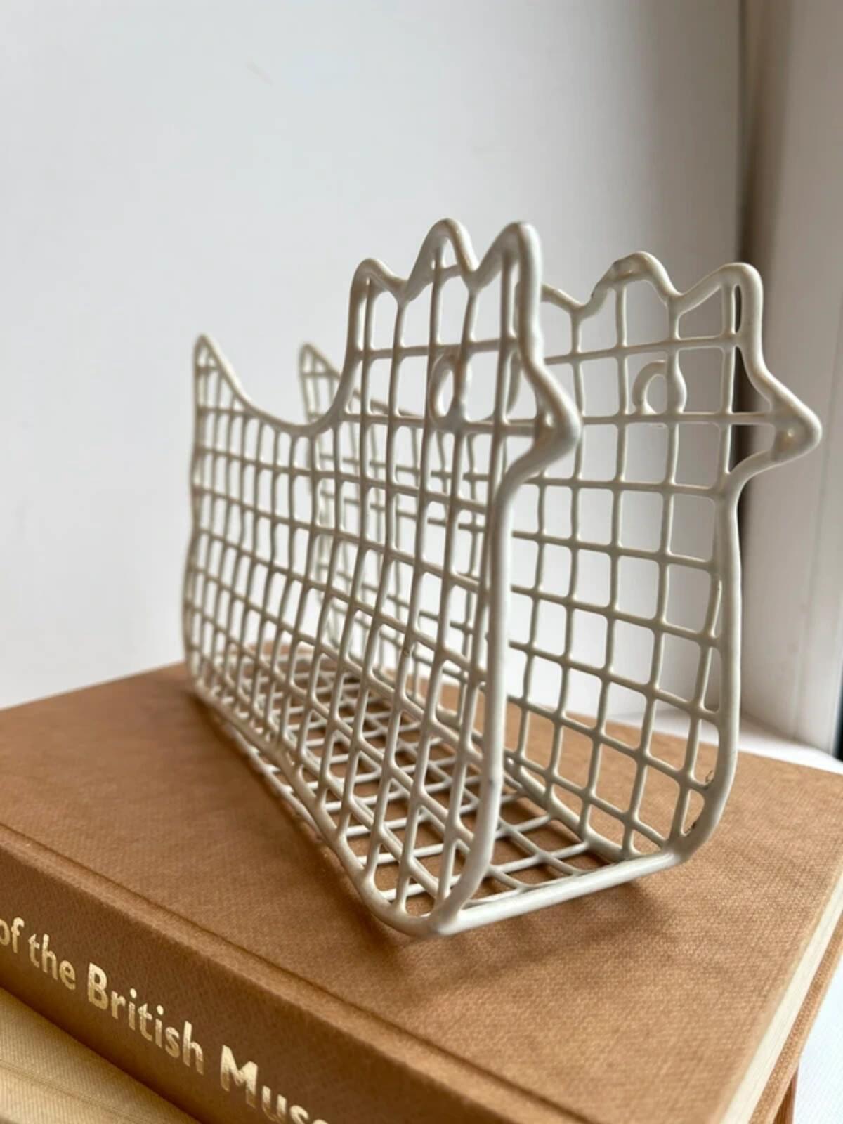 Vintage wire chicken basket napkin holder