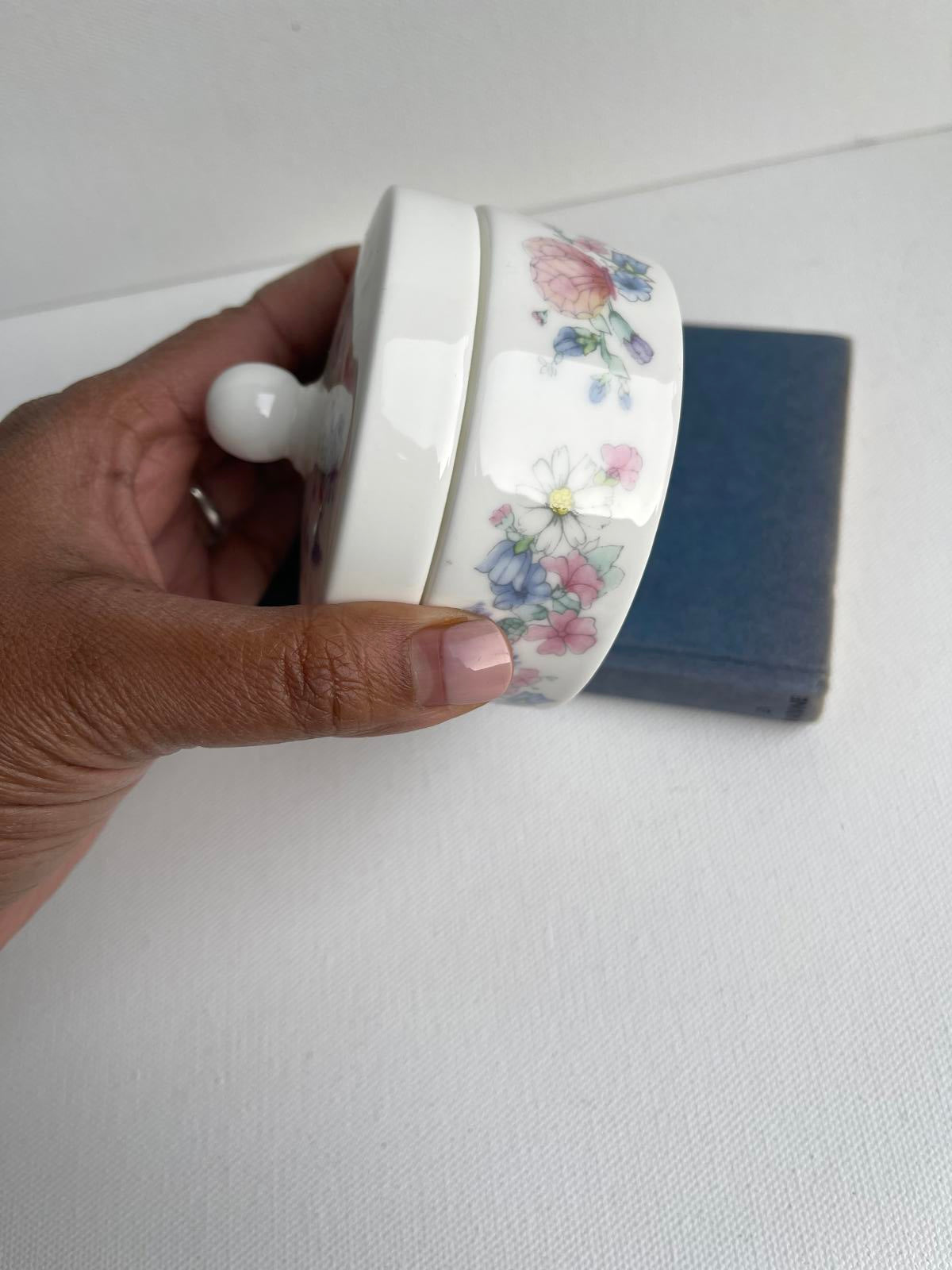 Vintage Wedgwood lidded jar in the Angela pattern