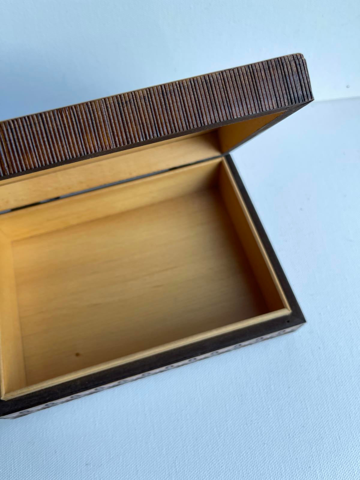 Vintage hand carved wooden box from Poland with a gorgeous design