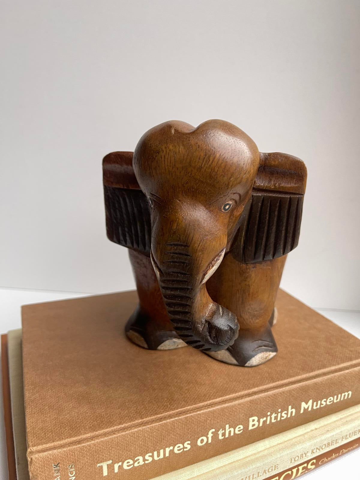 Vintage hand carved wooden elephant