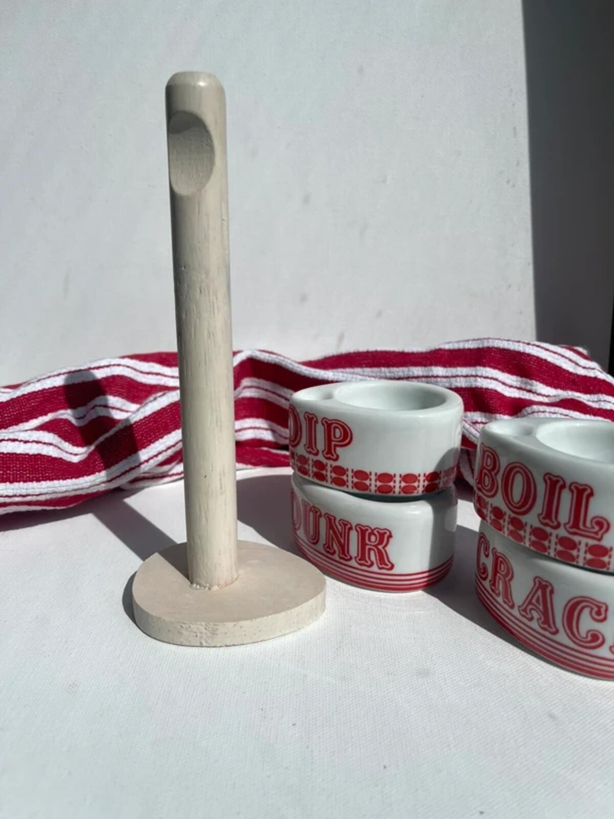 Jamie Oliver vintage style Ceramic Egg Cups Stack Tower Stand Red & White
