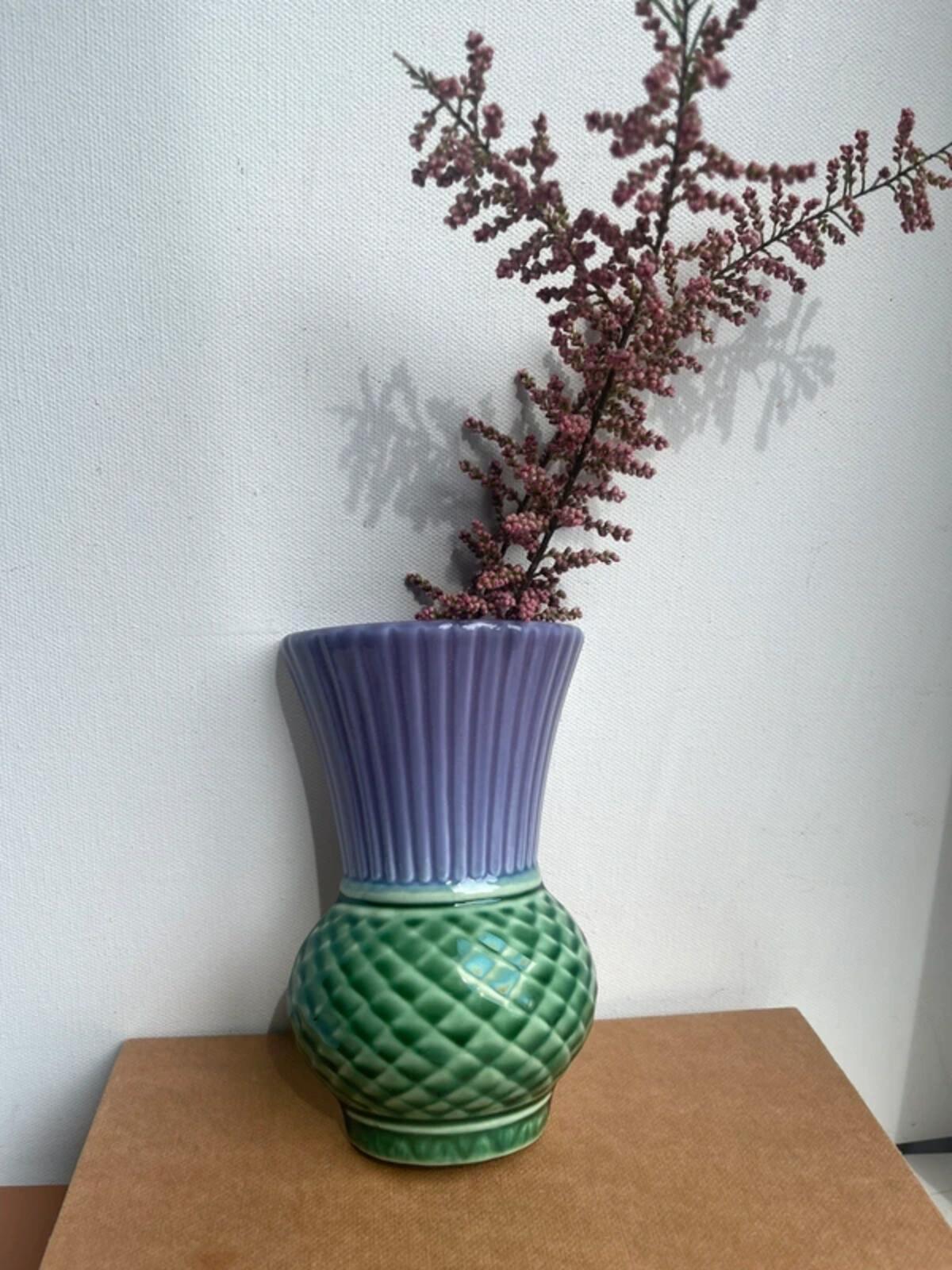 Vintage Scotia Ceramics Isle of Lewis Thistle Ceramic hanging Vase wall pocket