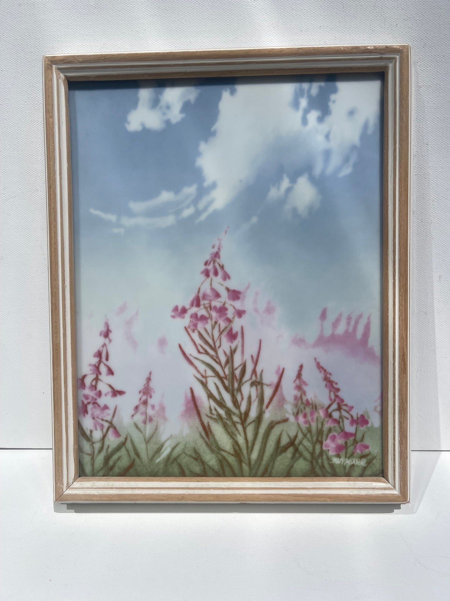 Painted unique art Norwegian Porsgrund Porcelain by Jan Harr floral Scandi decor