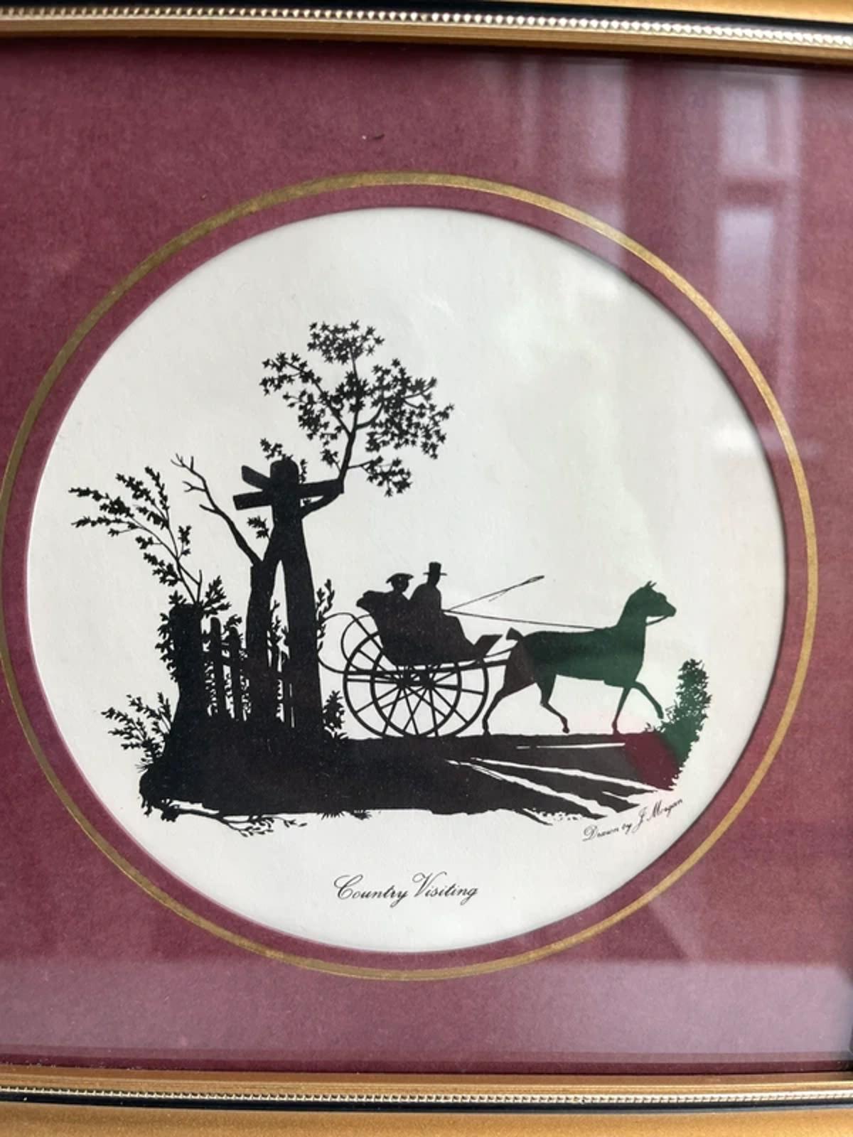 Vintage silhouette print drawn by J Morgan titled Country visiting