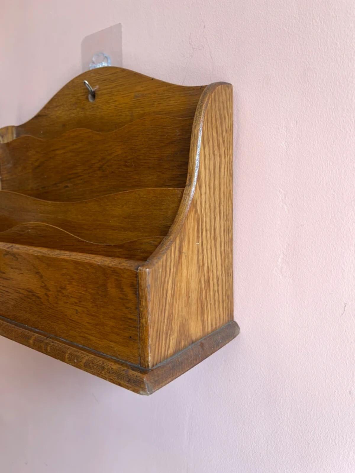 Unique antique wooden oak letter organiser wall organiser desk tidy dark academia