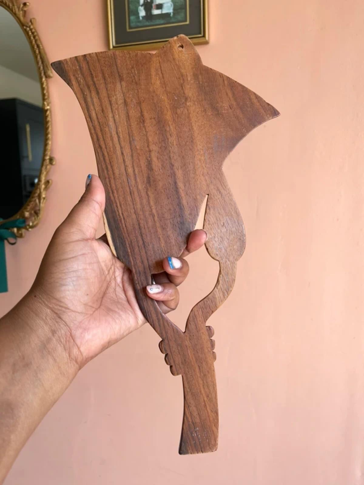 Vintage mid century modern carved floral wall piece