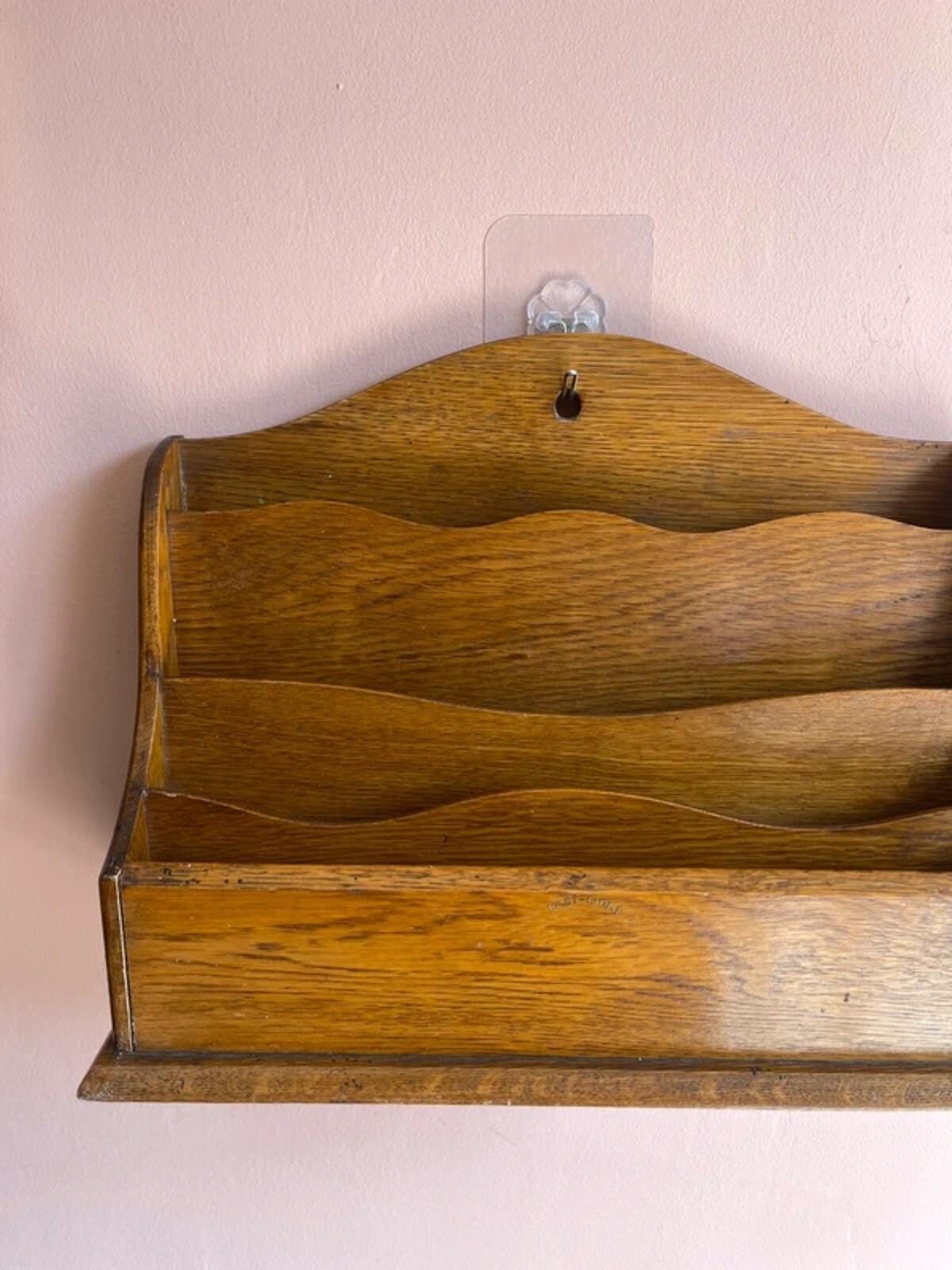 Unique antique wooden oak letter organiser wall organiser desk tidy dark academia