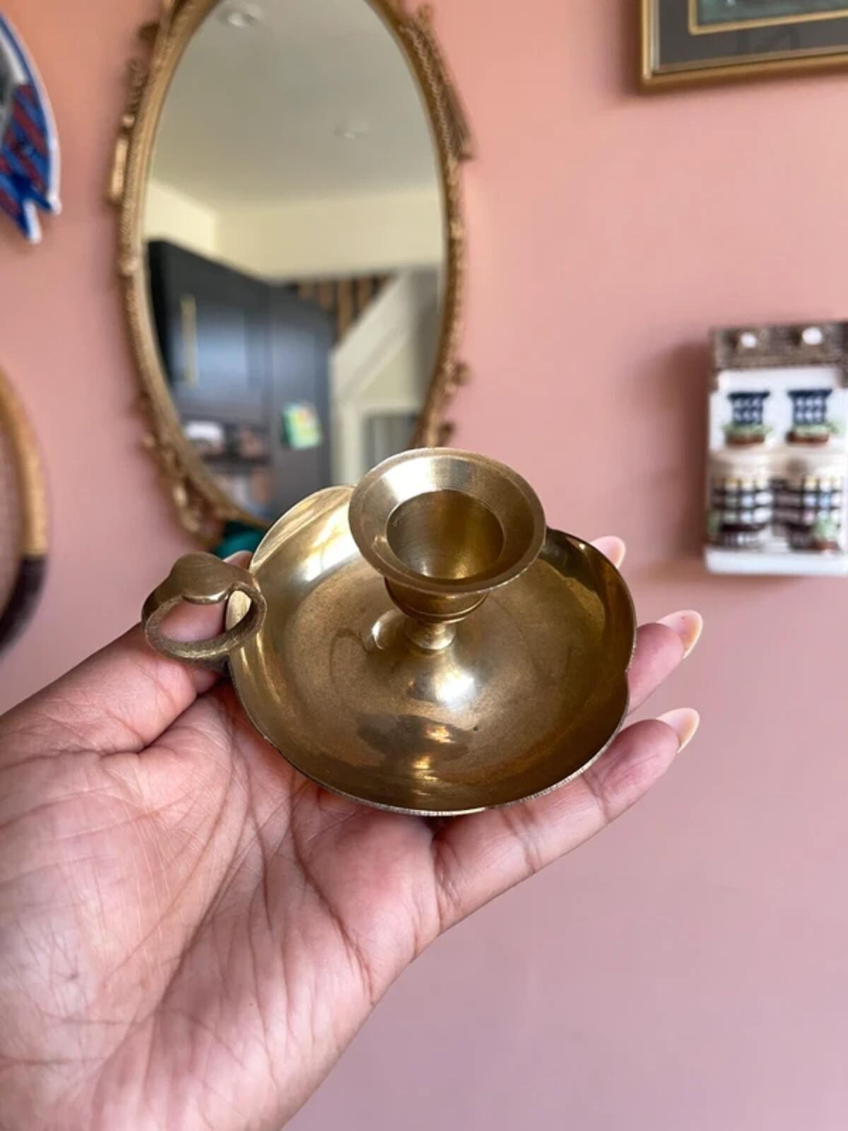 Vintage brass chamberstick candle holder