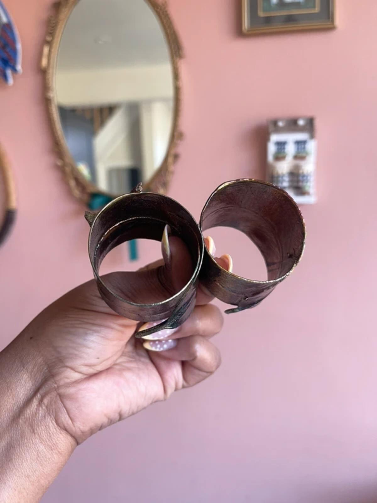 Vintage 80s or 90s real eucalyptus leaves napkin rings/ holders made in Australia set of 6