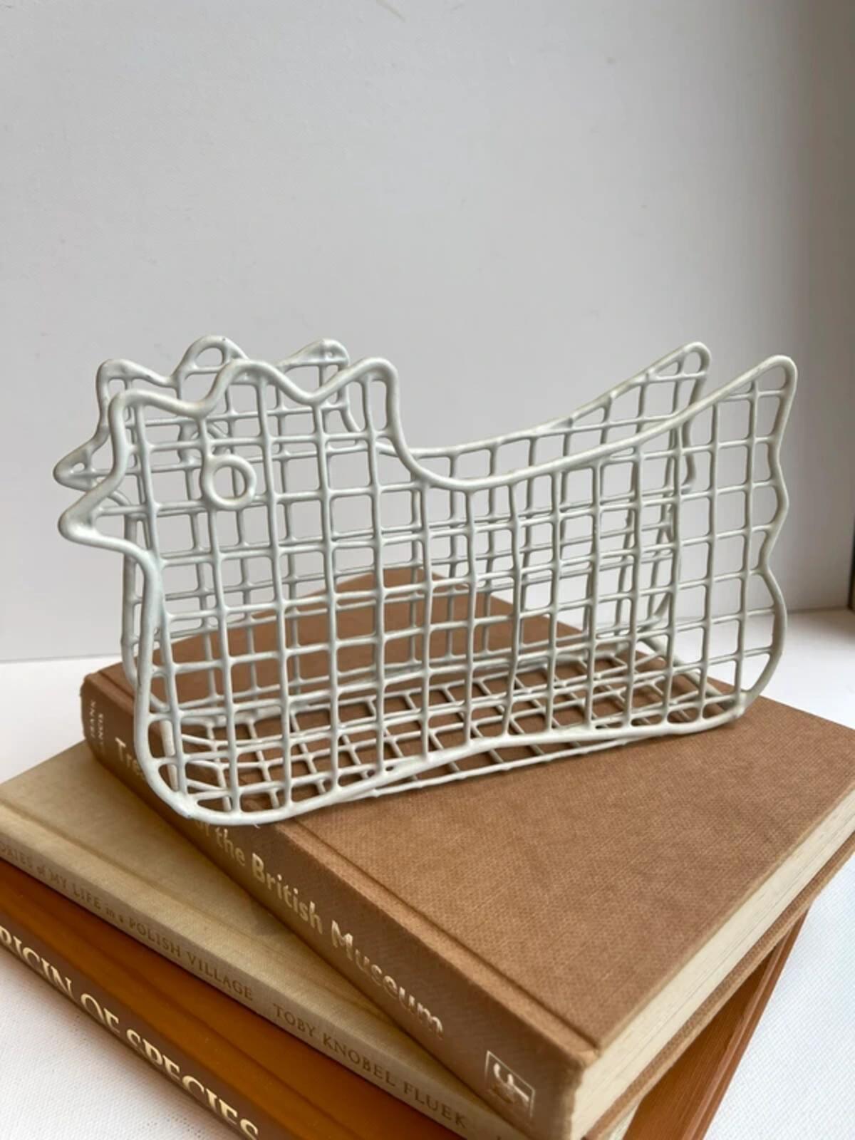 Vintage wire chicken basket napkin holder