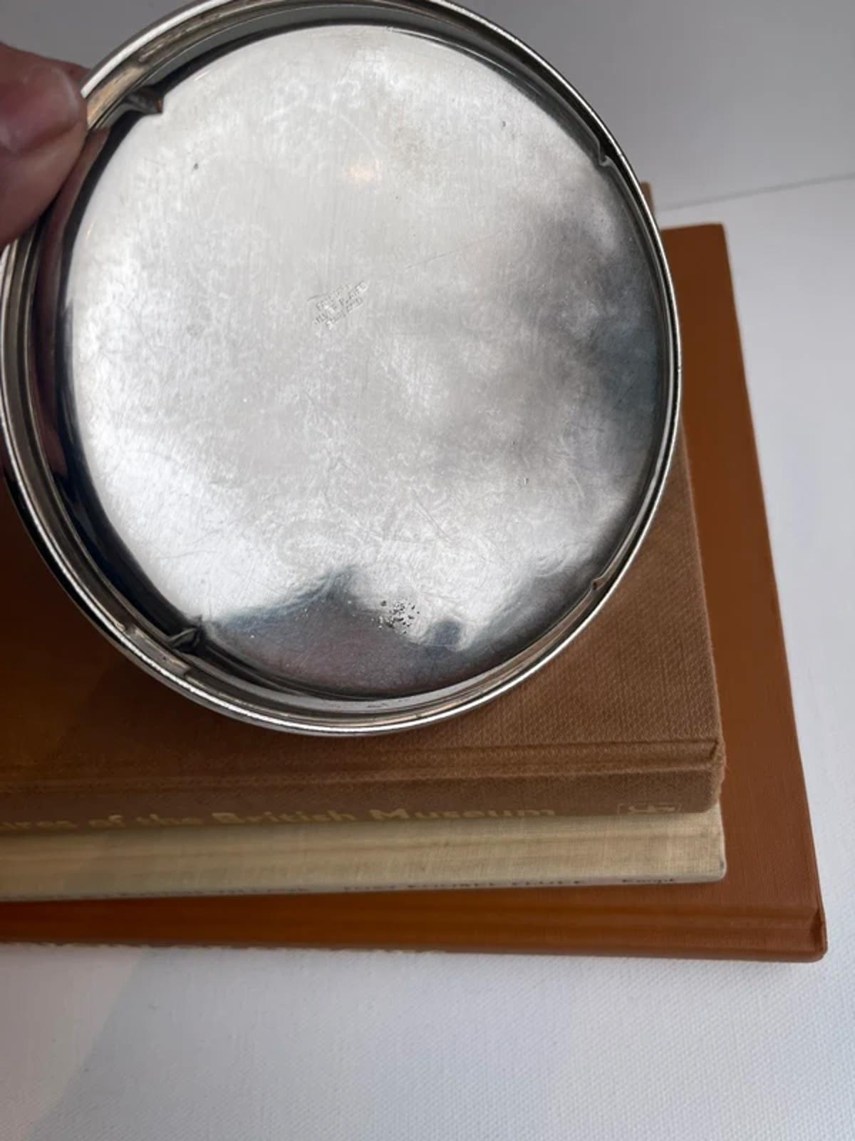 Vintage English Falstaff Silver Plated Wine Bottle Coaster Metal Trinket Tray