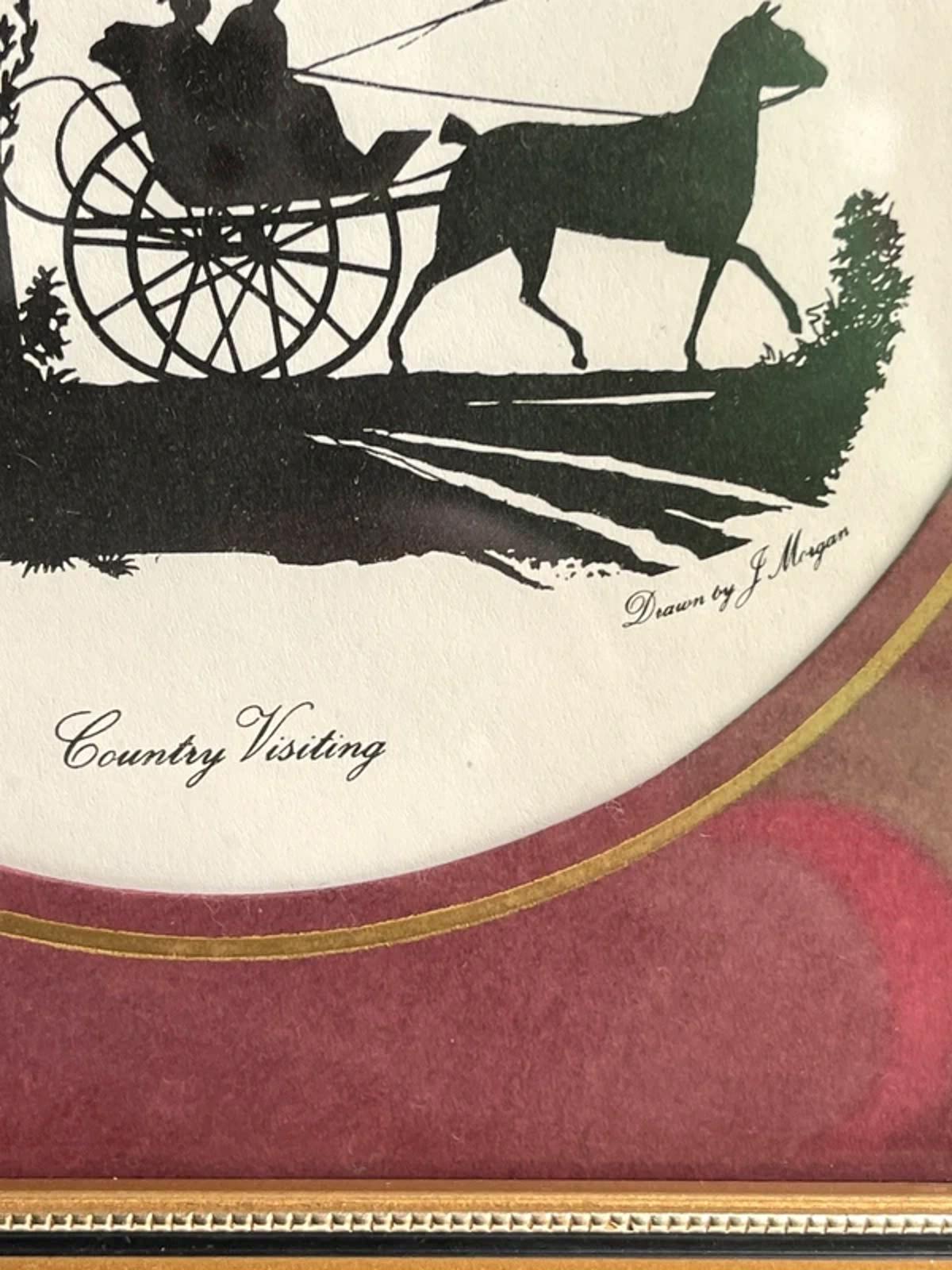 Vintage silhouette print drawn by J Morgan titled Country visiting