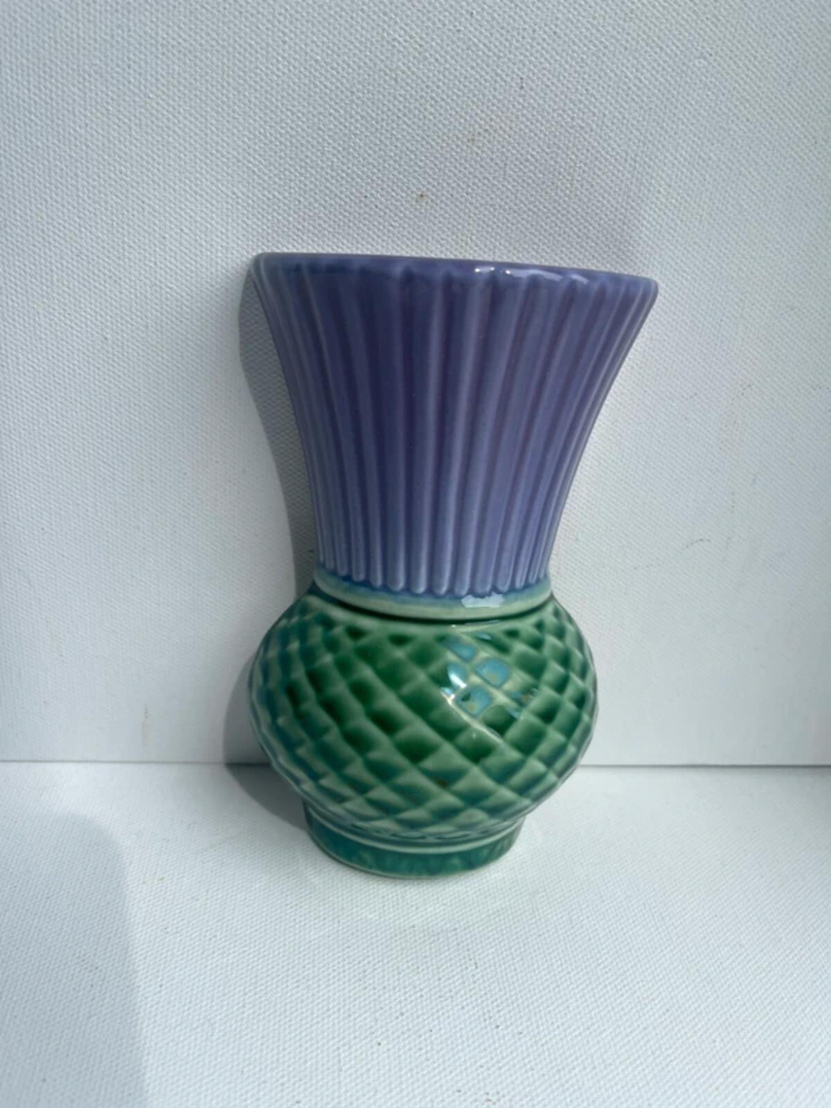 Vintage Scotia Ceramics Isle of Lewis Thistle Ceramic hanging Vase wall pocket