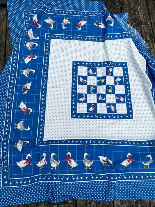 Large vintage goose pattern table cloth cottagecore grandmillenial