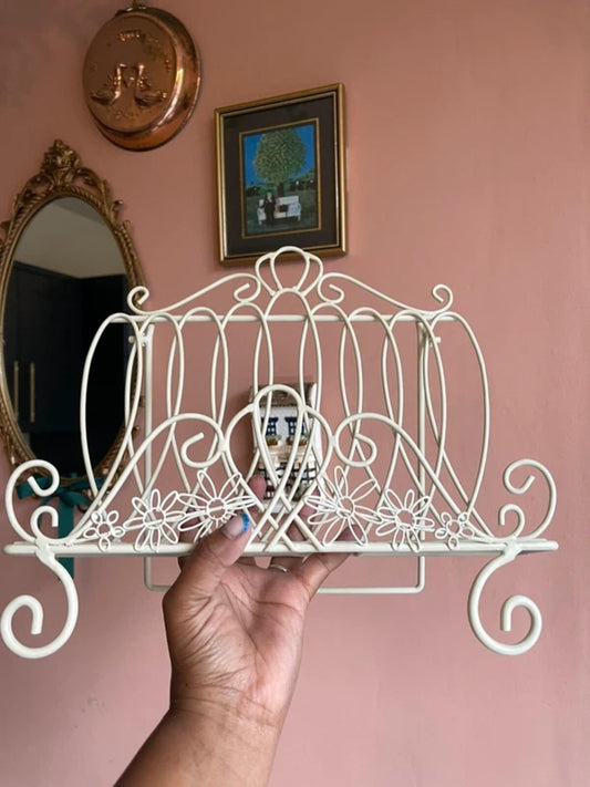 Vintage style metal recipe book stand cream French decor farmhouse