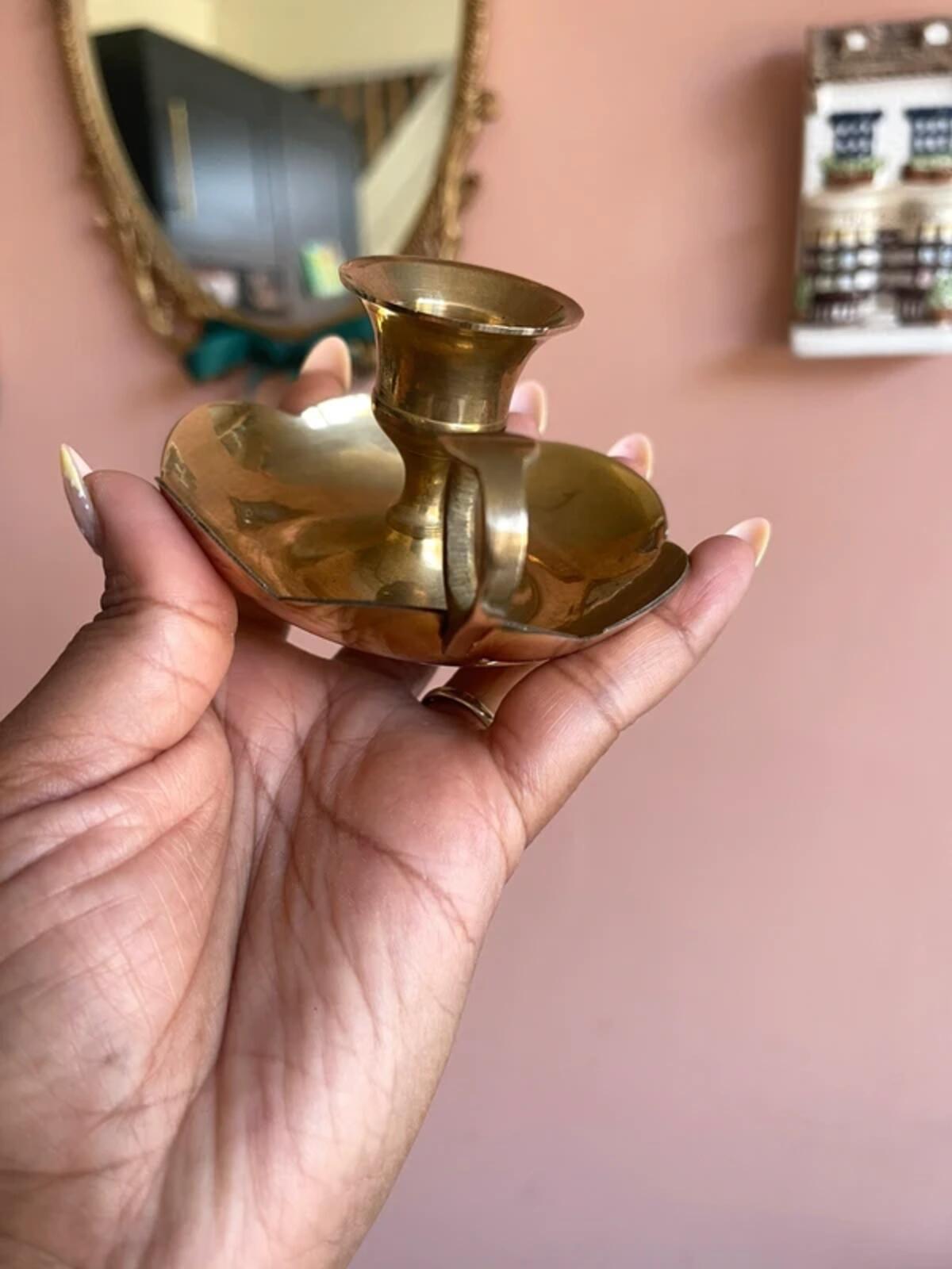 Vintage brass chamberstick candle holder