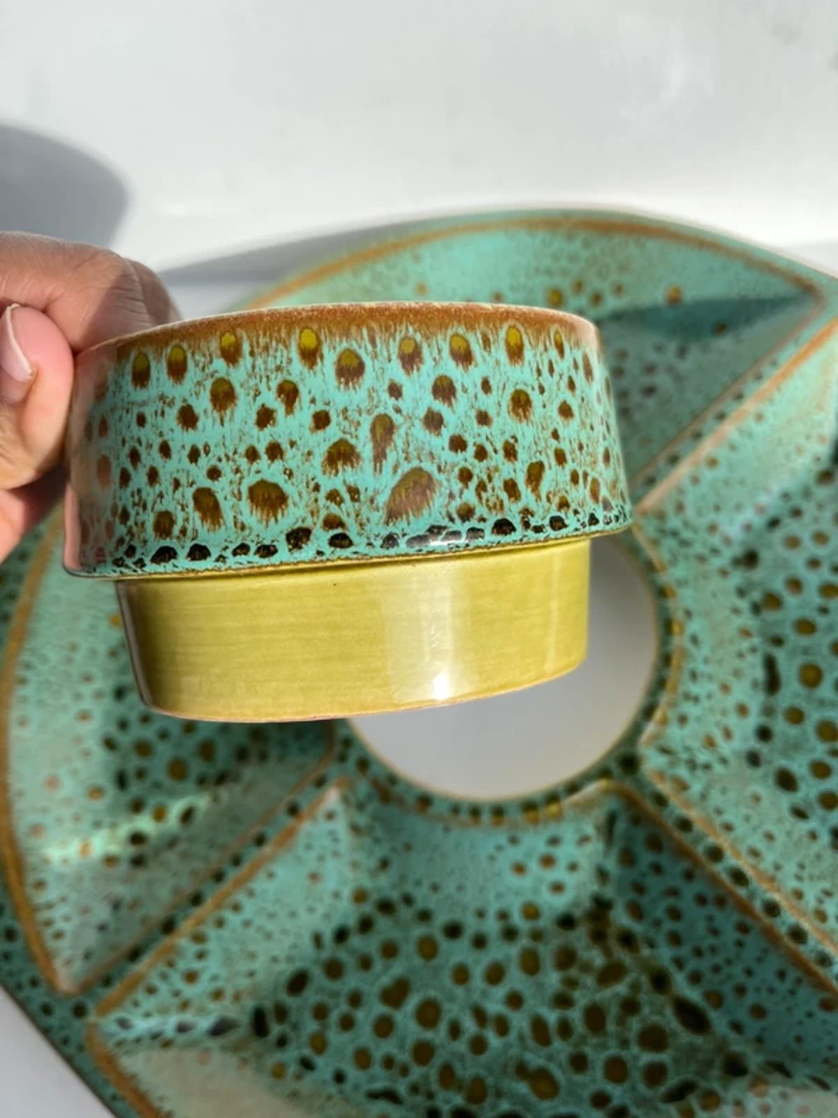 Poole vintage pottery sea crest green serving platter and bowl