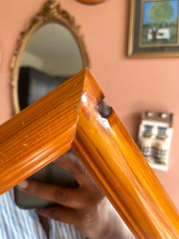 Vintage wood wall mirror mid century mirror rectangle mirror 1970s wall decor