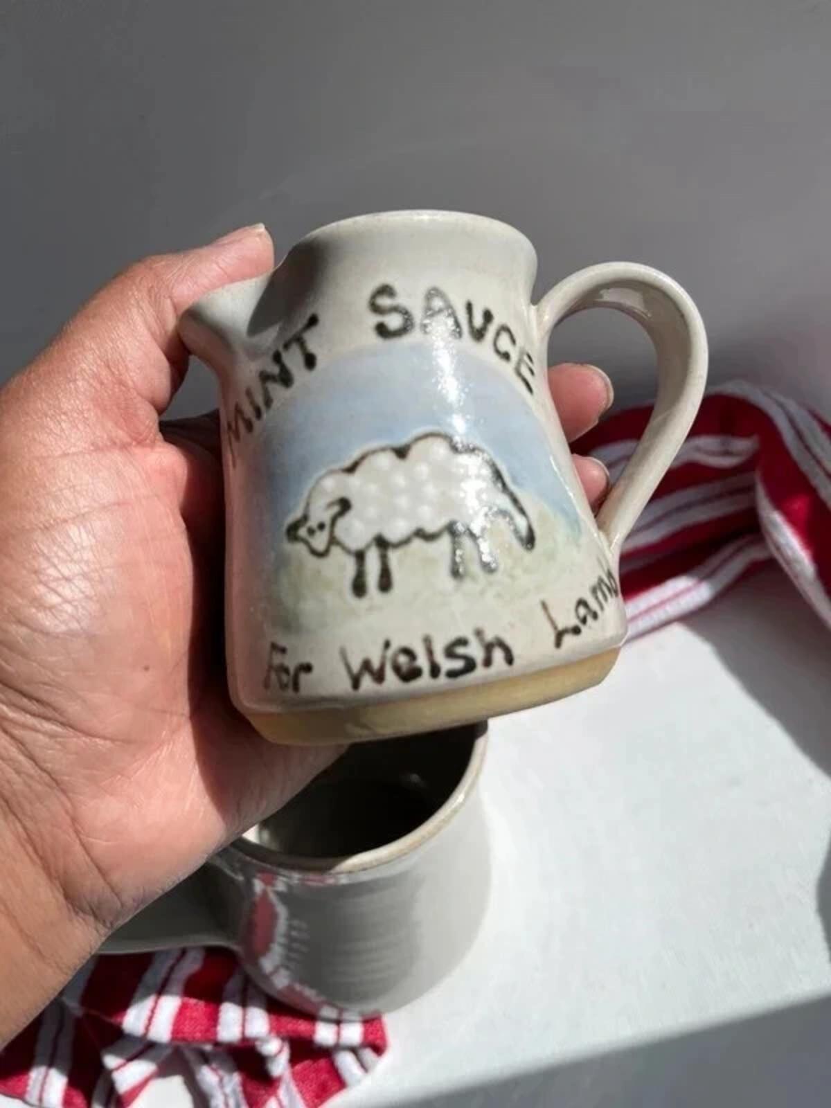 Glynderi Pottery Sennybridge Welsh Mint Sauce Jug and mug handmade in Wales