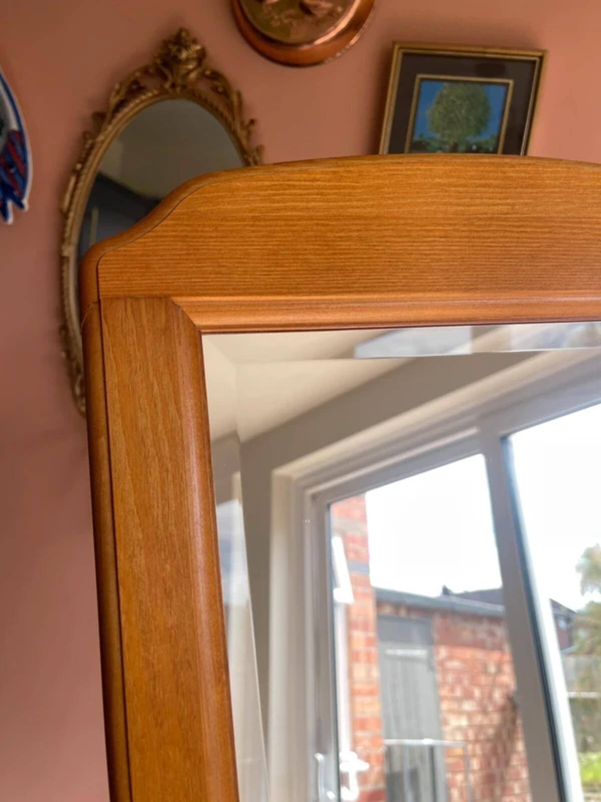 Vintage hand crafted hard wood mid century mirror