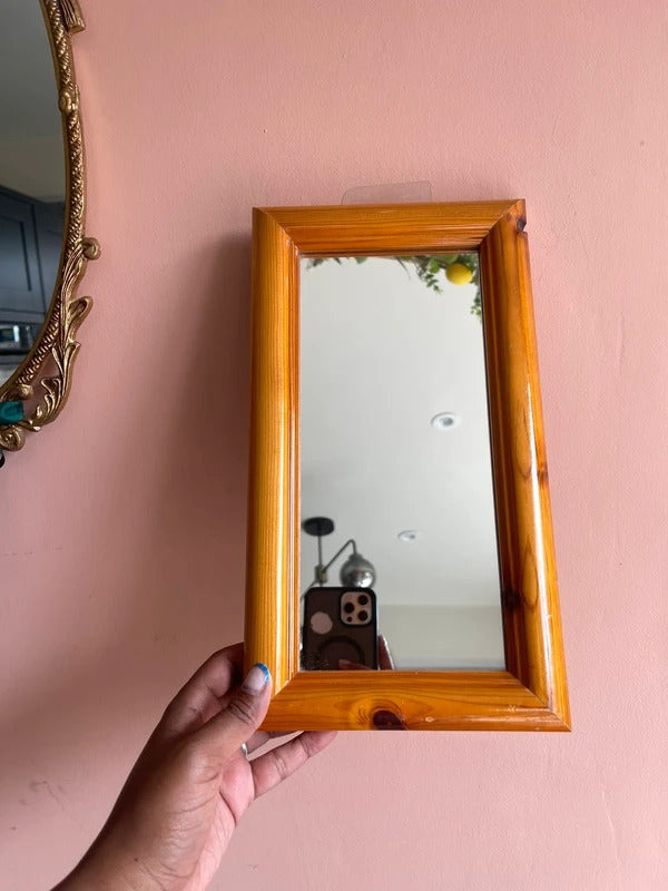 Vintage wood wall mirror mid century mirror rectangle mirror 1970s wall decor