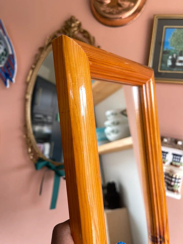 Vintage wood wall mirror mid century mirror rectangle mirror 1970s wall decor