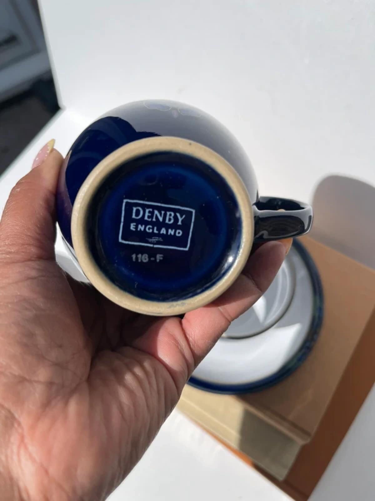 2x vintage Denby "Baroque" footed tea cups & saucers