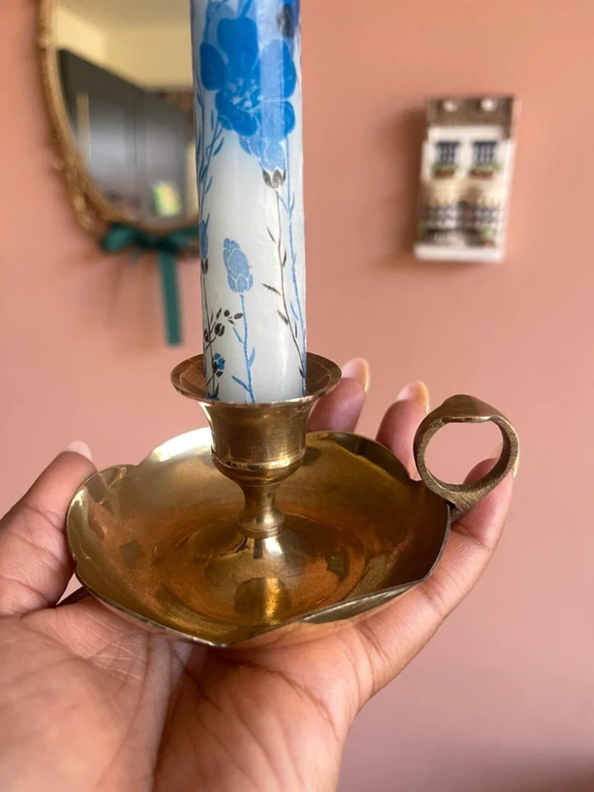 Vintage brass chamberstick candle holder