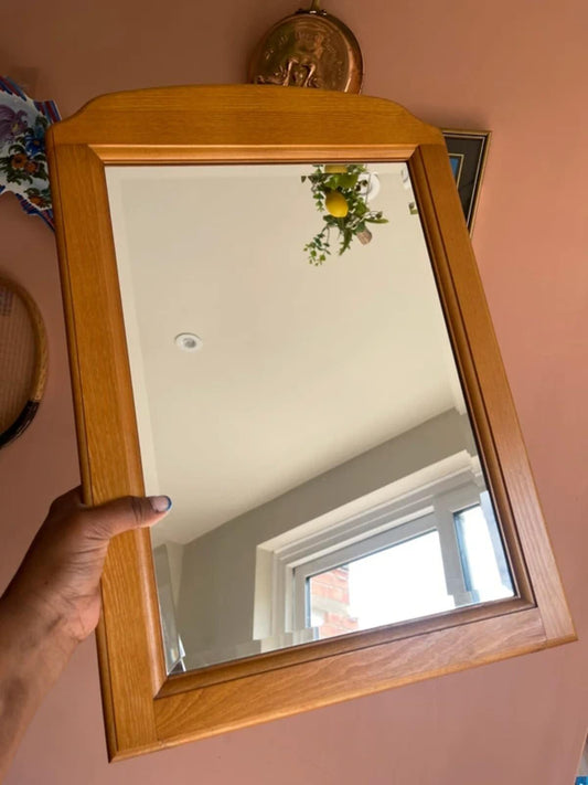 Vintage hand crafted hard wood mid century mirror