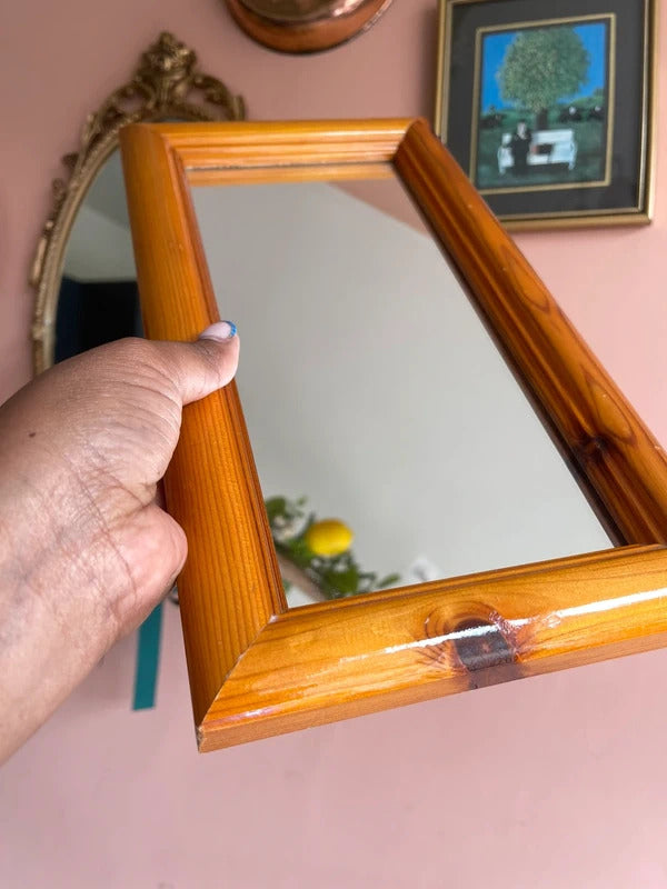 Vintage wood wall mirror mid century mirror rectangle mirror 1970s wall decor