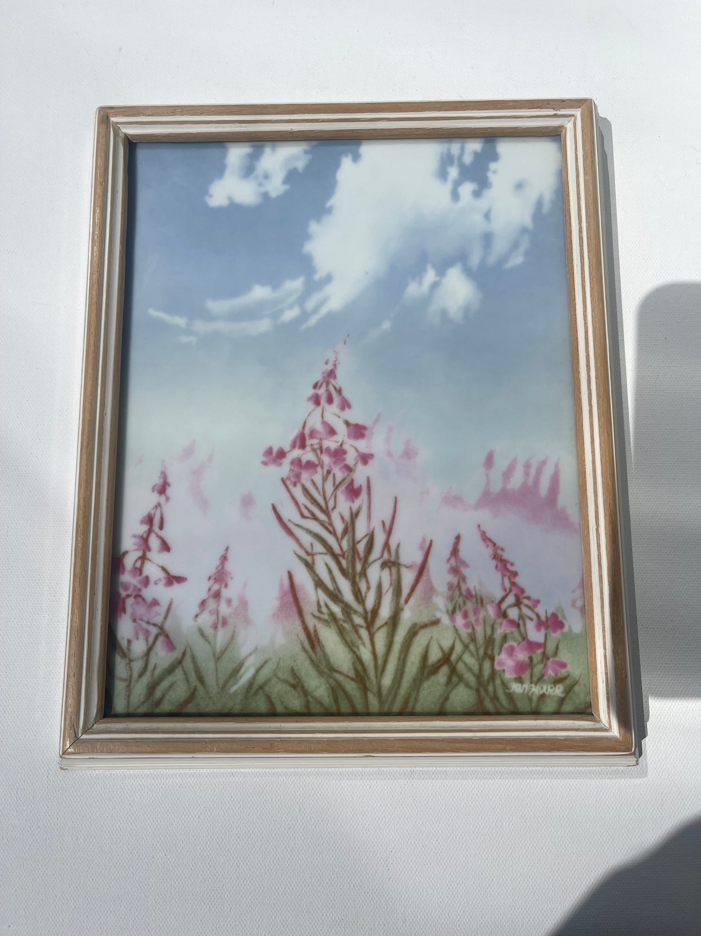 Painted unique art Norwegian Porsgrund Porcelain by Jan Harr floral Scandi decor