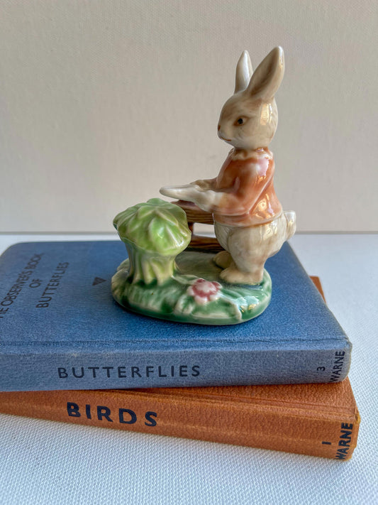 Vintage Albert Kessler Porcelain Gardening Bunny Rabbit Gloss Glaze Figurine