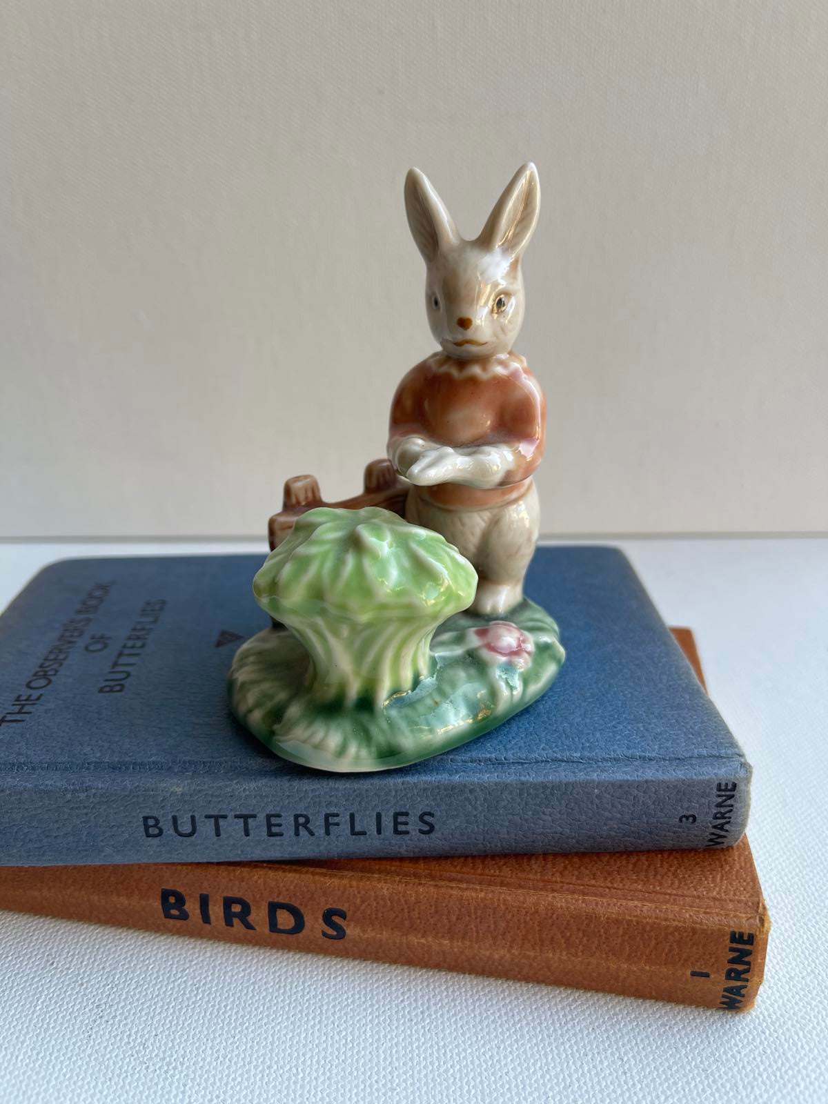 Vintage Albert Kessler Porcelain Gardening Bunny Rabbit Gloss Glaze Figurine