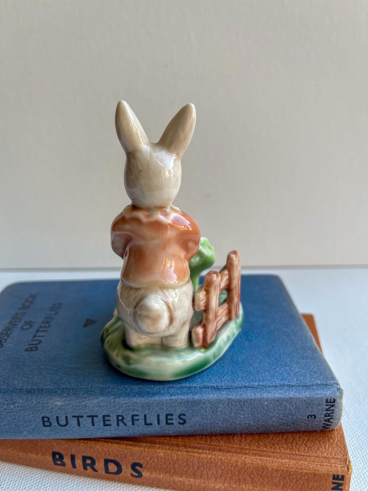 Vintage Albert Kessler Porcelain Gardening Bunny Rabbit Gloss Glaze Figurine