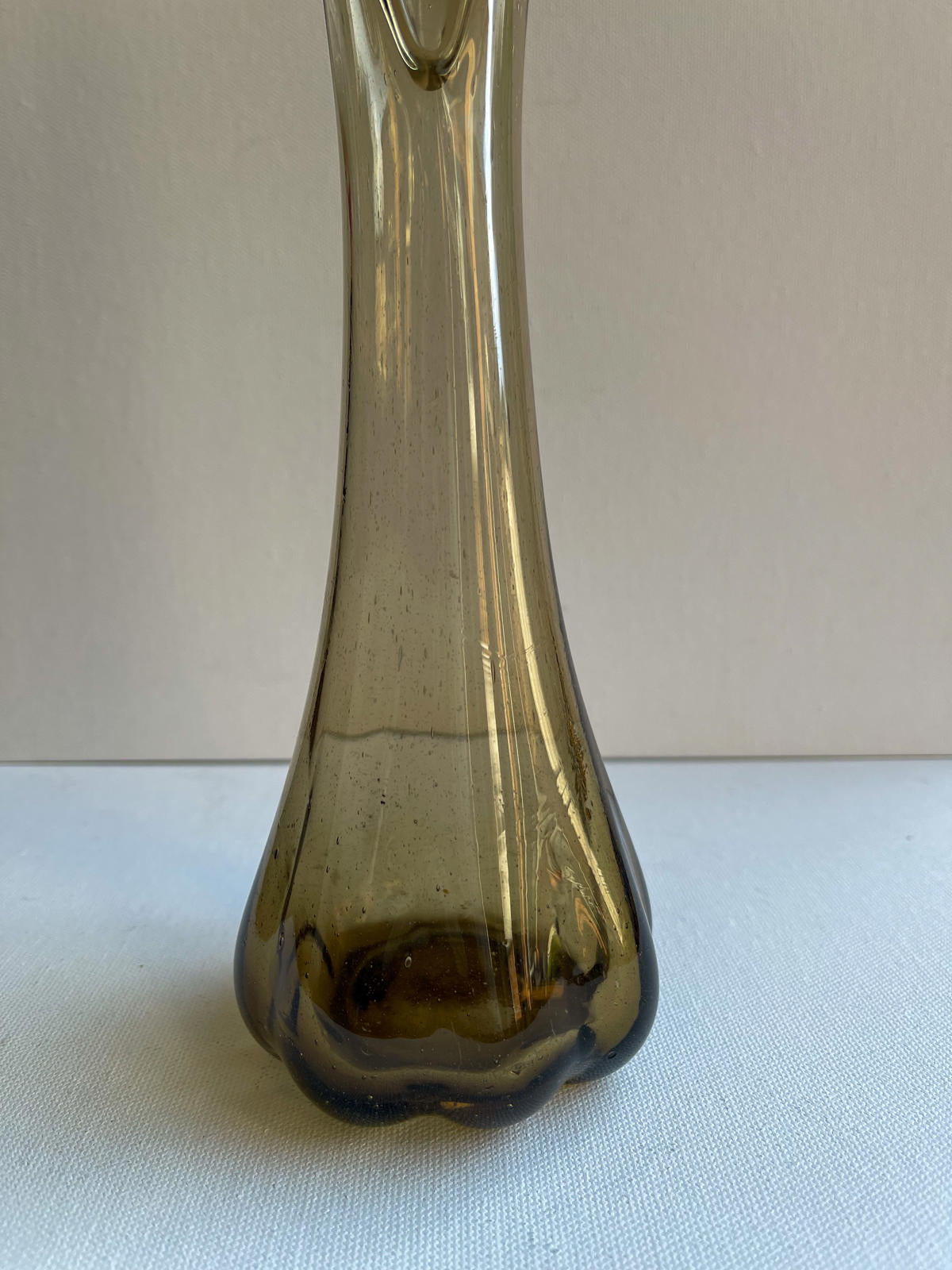 Mid century smoked five finger glass vase