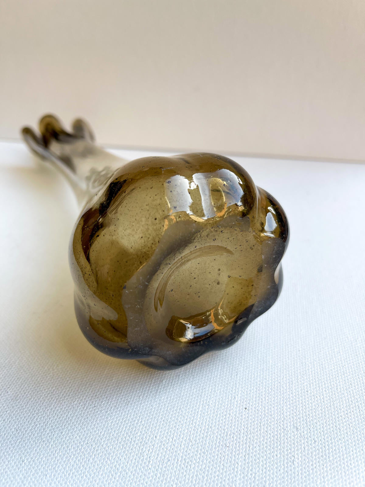 Mid century smoked five finger glass vase