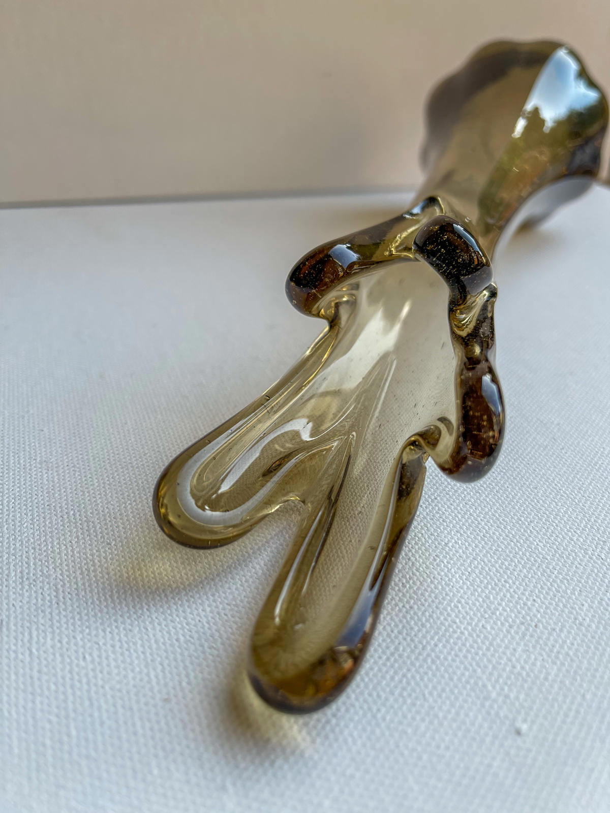 Mid century smoked five finger glass vase