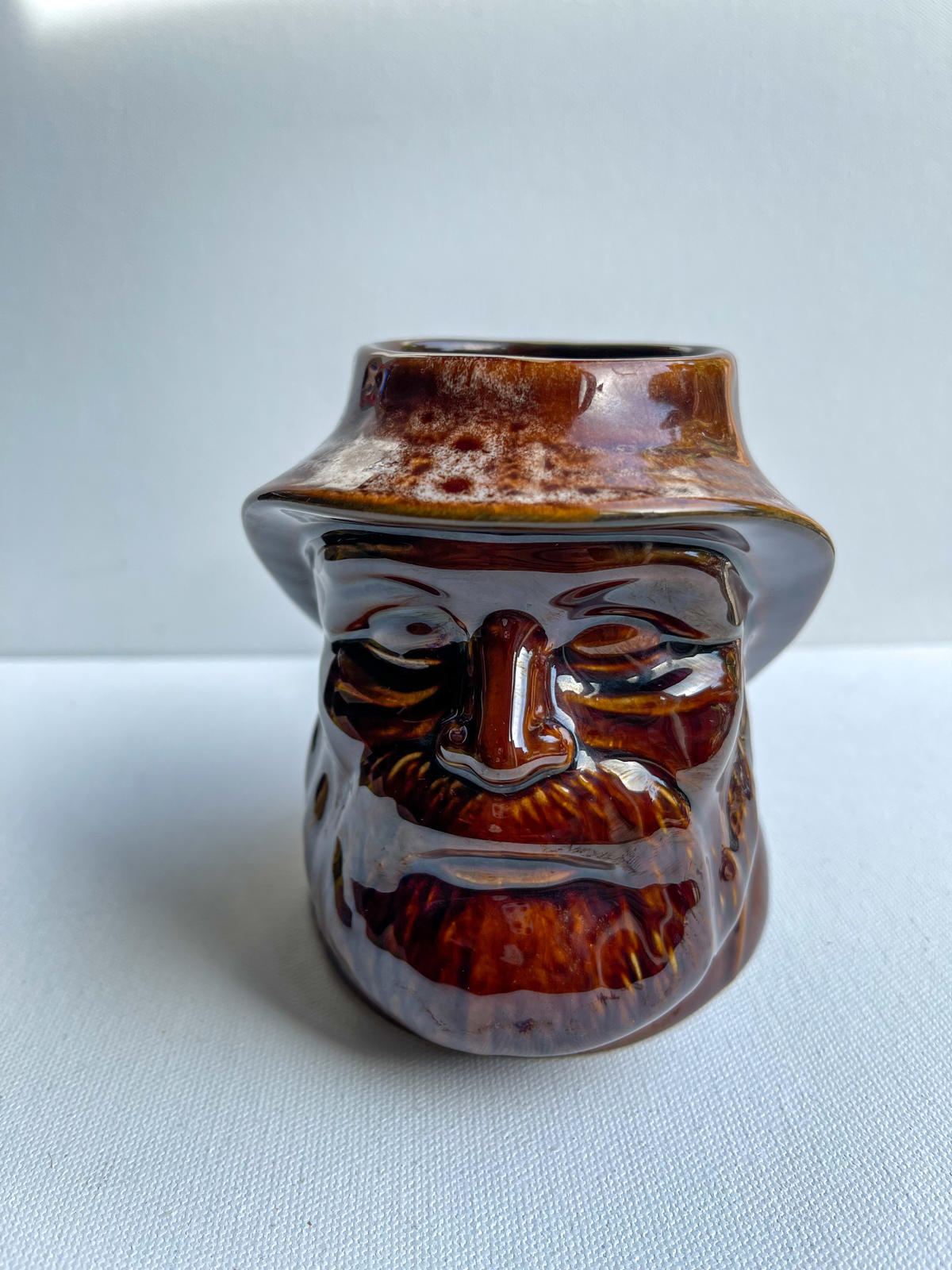 Vintage Kernewek Pottery Fisherman Jug Brown