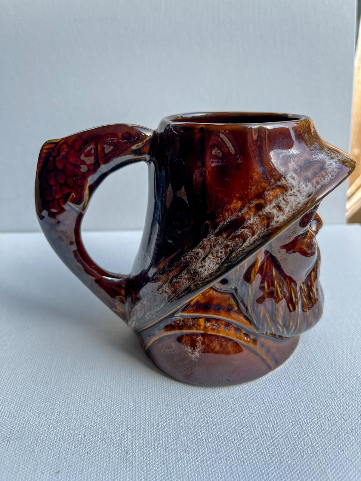 Vintage Kernewek Pottery Fisherman Jug Brown