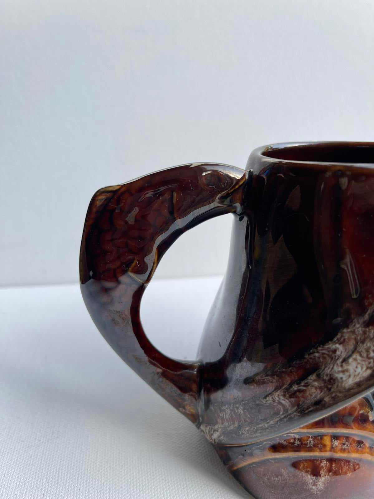 Vintage Kernewek Pottery Fisherman Jug Brown