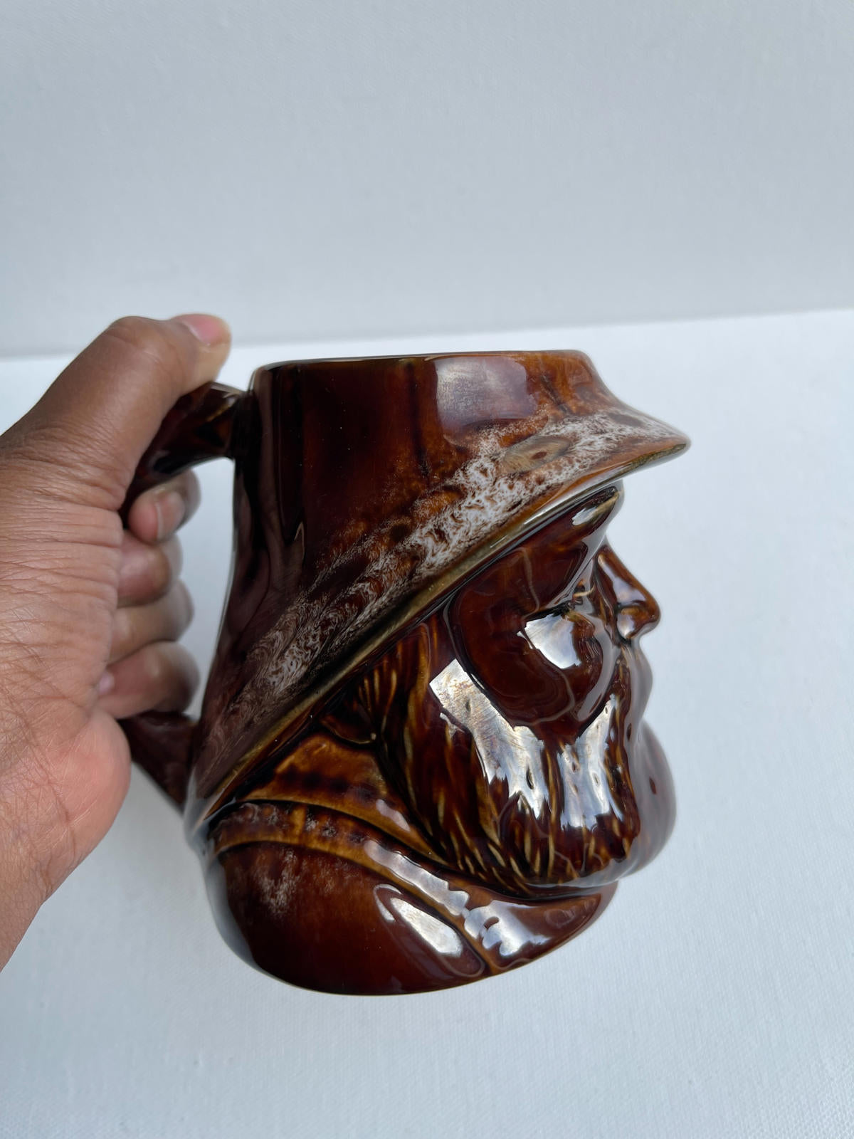 Vintage Kernewek Pottery Fisherman Jug Brown