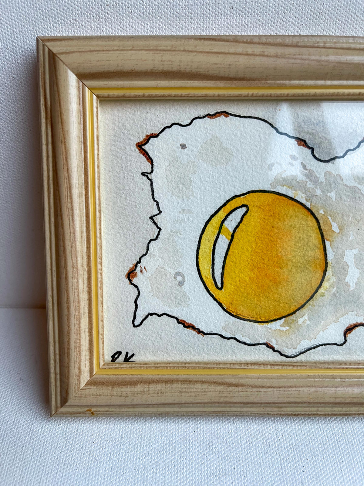 Original water colour and pen fried egg art wall decor kitchen gallery wall
