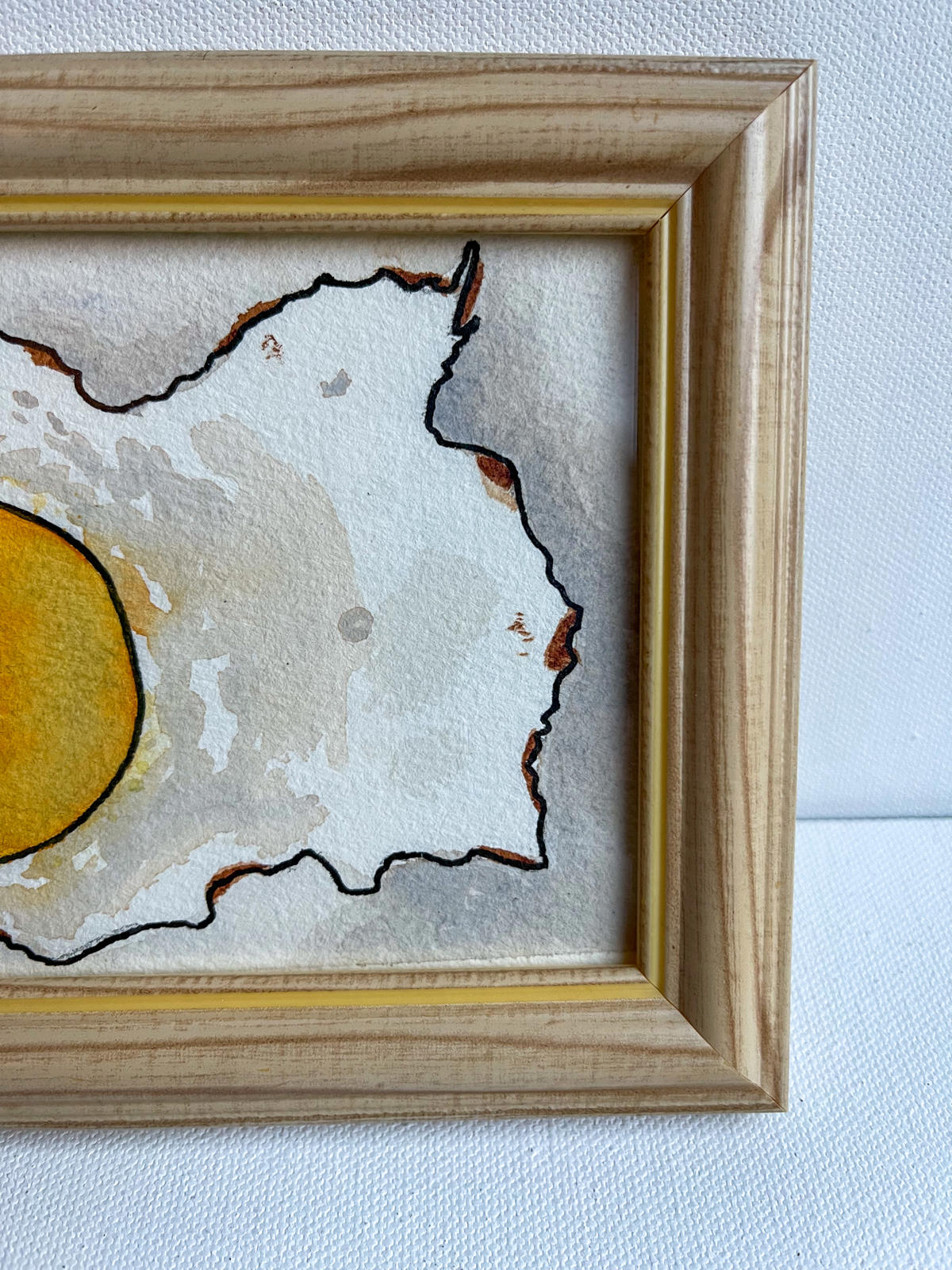 Original water colour and pen fried egg art wall decor kitchen gallery wall