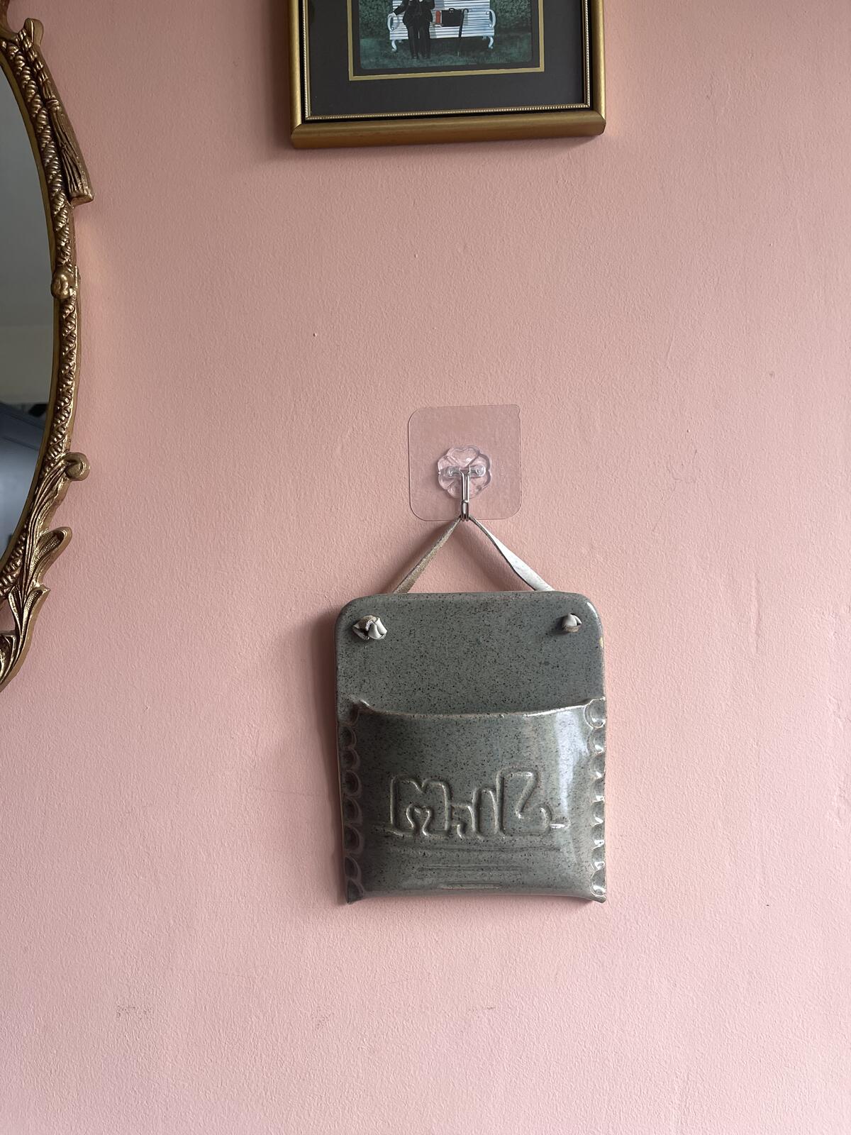 Handmade studio pottery ceramic mail wall pocket