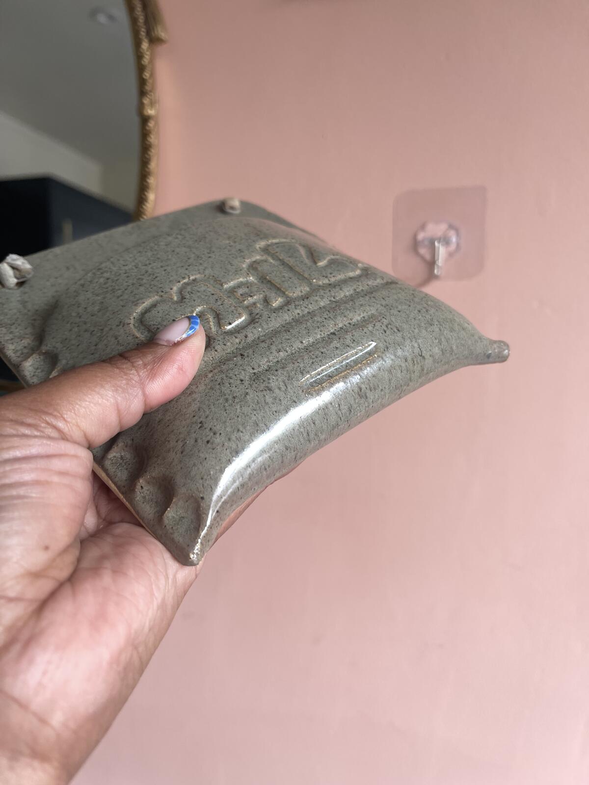 Handmade studio pottery ceramic mail wall pocket