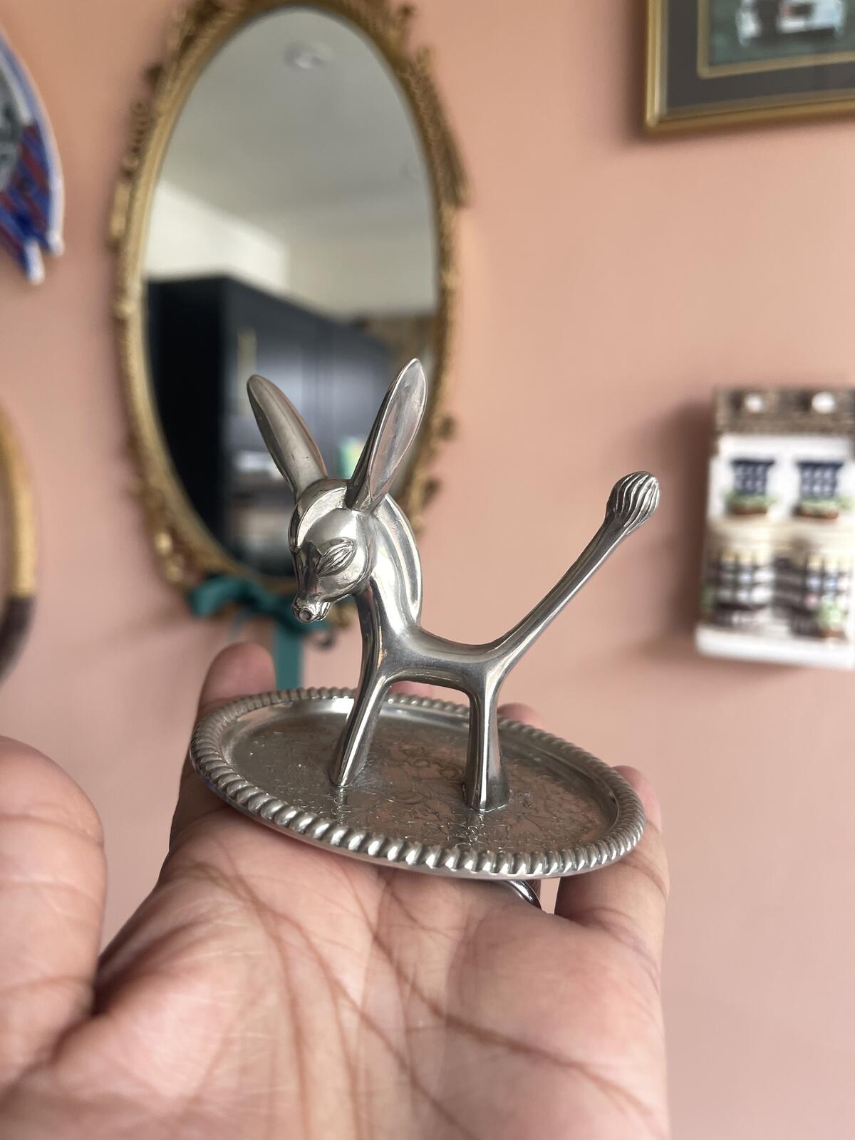 Vintage Seba Silver Plated Donkey Ring Holder Trinket Dish Made in England