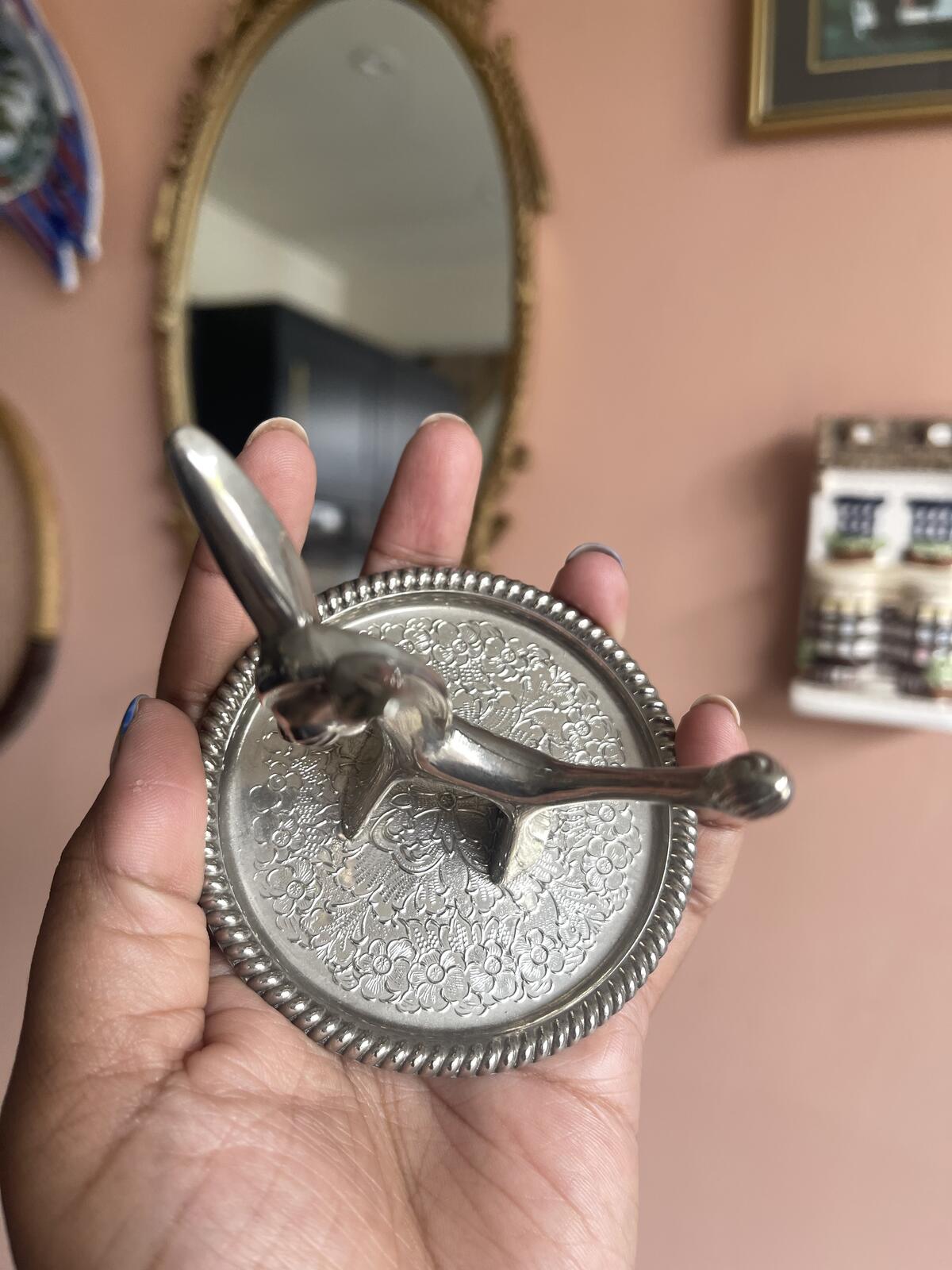 Vintage Seba Silver Plated Donkey Ring Holder Trinket Dish Made in England