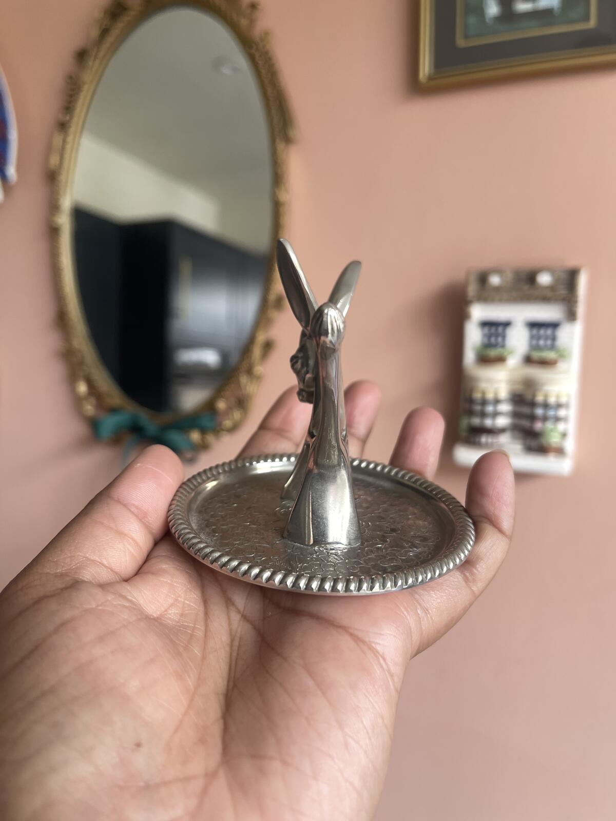 Vintage Seba Silver Plated Donkey Ring Holder Trinket Dish Made in England