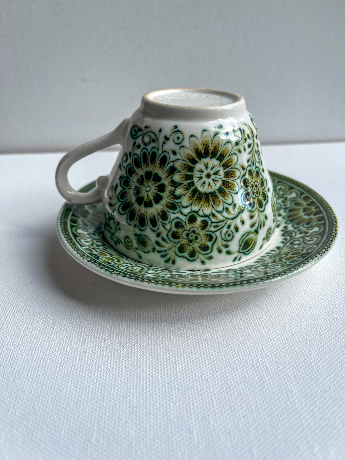Vintage BROADHURST & SONS Staffordshire JADE Ironstone Cup and Saucer Duo c1970s